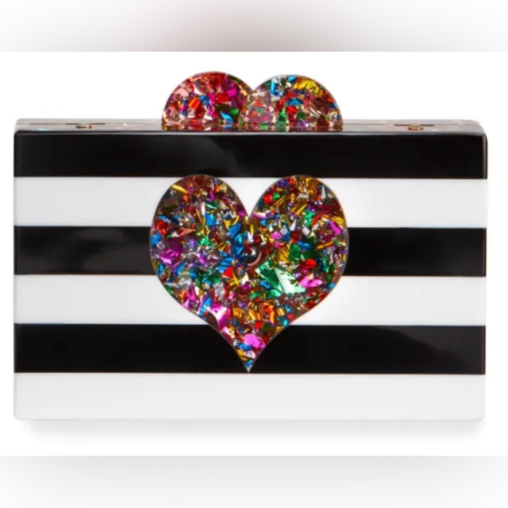 Bari Lynn Hearts Acrylic Box Clutch Bag